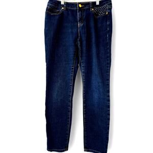 Michael Kors Women’s Studded Pocket Jeans – Size 8 (Dark Wash)